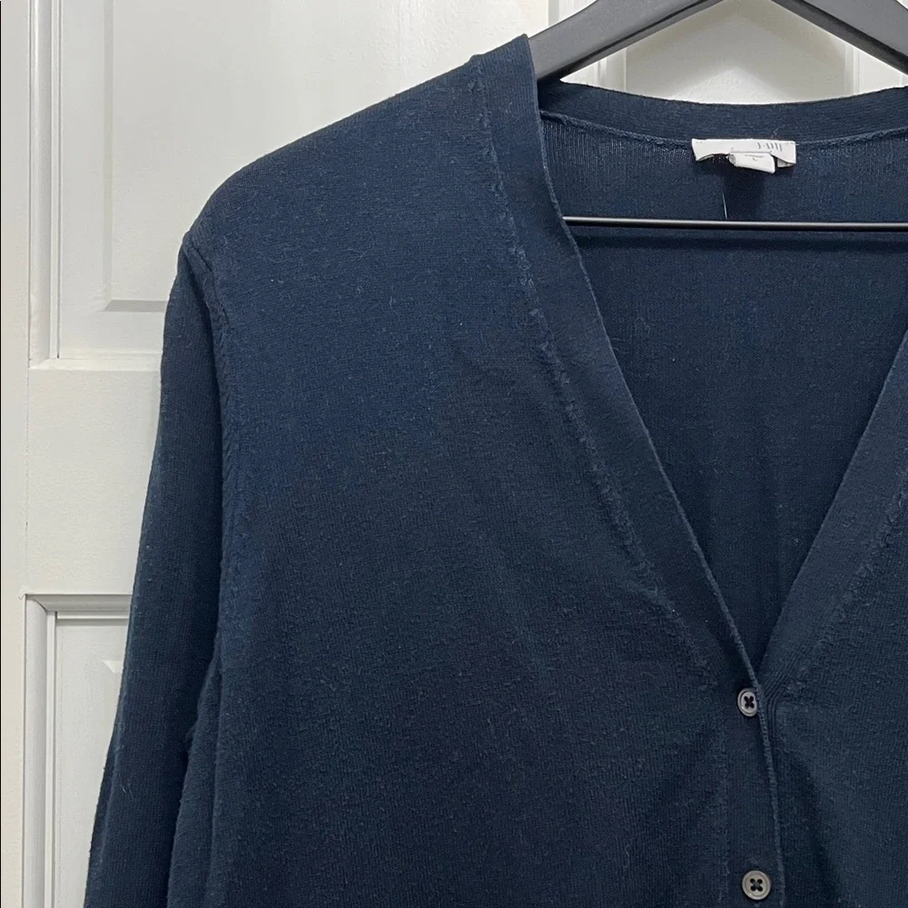 J. Jill 100% Cotton Long Line Duster Navy Blue Cardigan - Size L